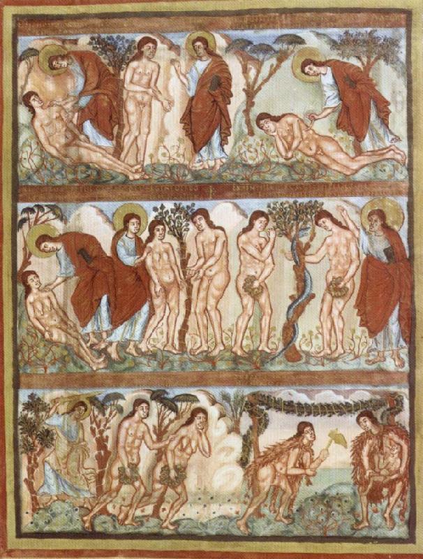 Scenes rom Story of Adam and Eve,from the Bible of Charles the Bald, unknow artist